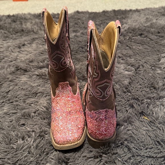 Sparkly Pink and Brown Cowboy Boots by Roper - Picture 3 of 5